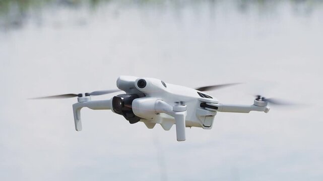 Drone landing in natural environment after wildlife aerial survey