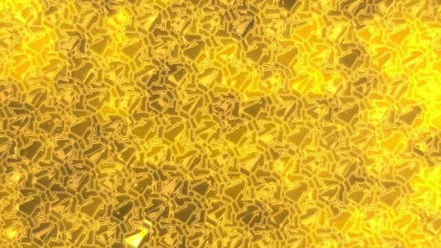 Gold yellow geometric animation with diagonal transition from complex mandala forms to hexagonal and star shapes soft glow symmetry and depth for luxury branding and digital backgrounds seamless loop