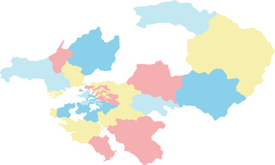 Fototapeta premium Pastel regional map vector with segmented districts clean flat design