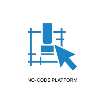 Blue cursor selecting interface elements for no code platform development and design.