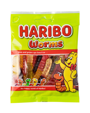 Haribo worms gummy candy snack bag transparent background