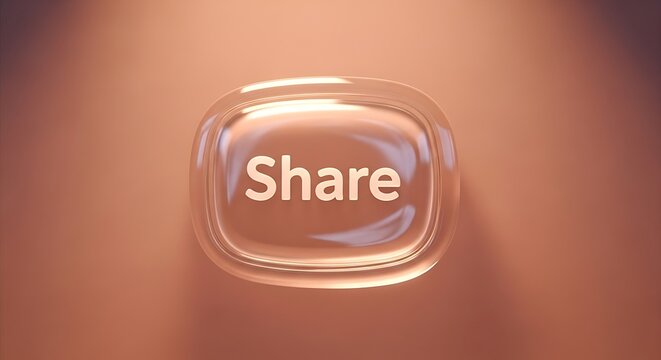 Glossy Share Button on a Warm Brown Background.
