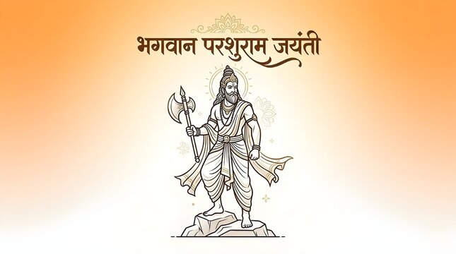 Lord Parshuram Jayanti Greeting Illustration with Axe and Bow, Bhagwan Parshuram Avatar of Vishnu for Hindu Festival Background