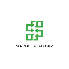 Obraz premium Minimalist green block connector icon for modular nocode platform system architecture.