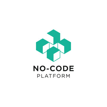 No-code platform abstract modular cubes vector logo design concept.