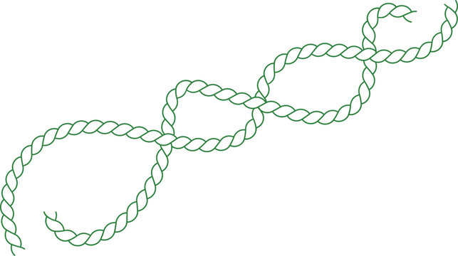 Green nautical rope circle frame, wavy rope border for text vector Illustration