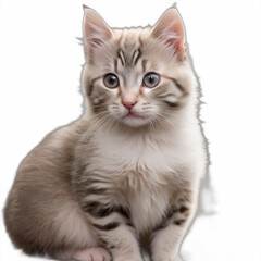 Obraz premium Cute kitten sitting isolated on white background, looking at camera