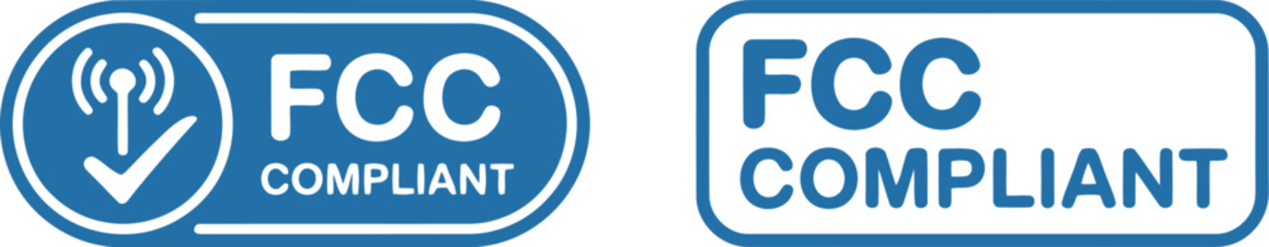 FCC Compliant Logo Set in Blue for Electronic Device Certification and Regulatory Compliance