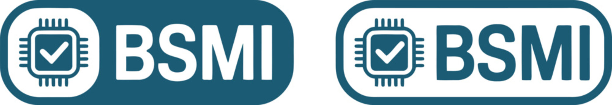 BSMI certification logo icons for electronics compliance and safety standards, vector illustration