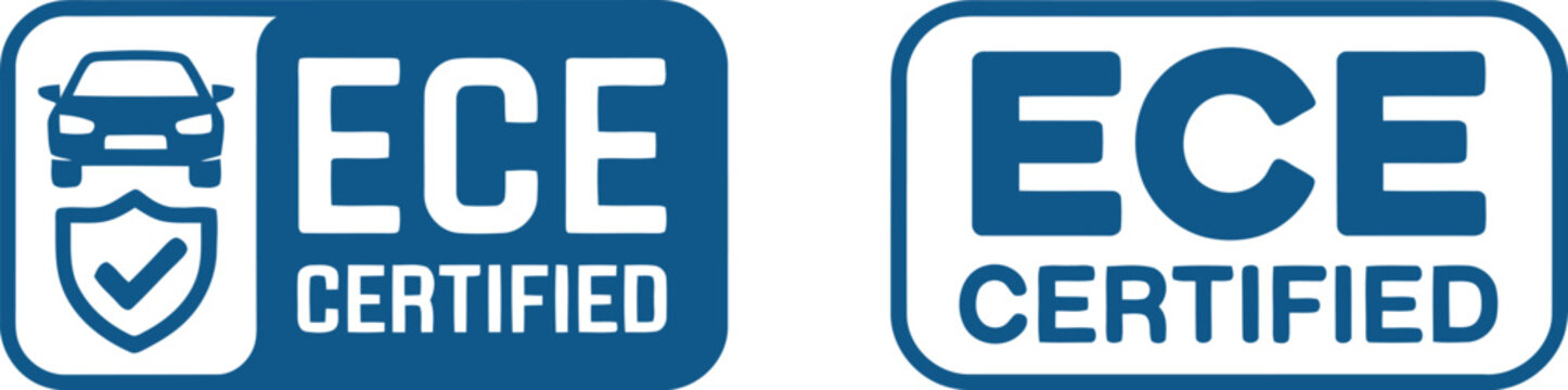 ECE Certified Badge Icons for Automotive Safety Compliance and Product Certification Labels