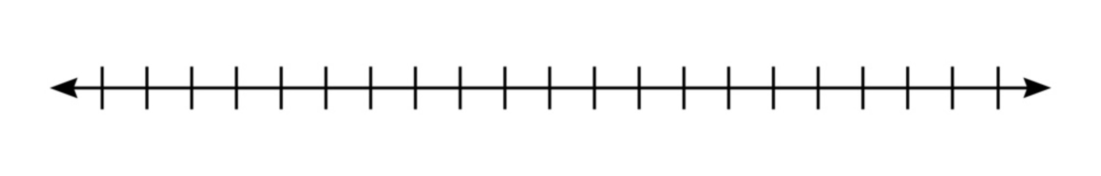 Blank number line with arrows and vertical tick marks for math