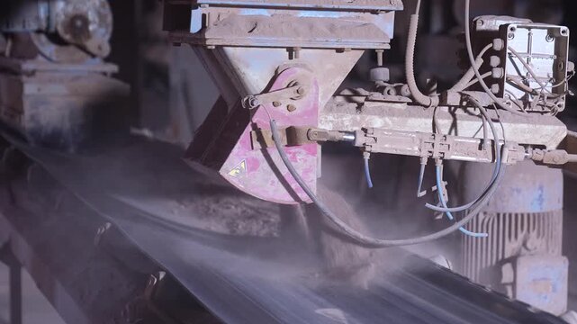 Large industrial drum dryer machine in factory tilt up shot ceramic production facility equipment