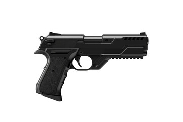 Obraz premium Black tactical handgun or pistol on transparent background