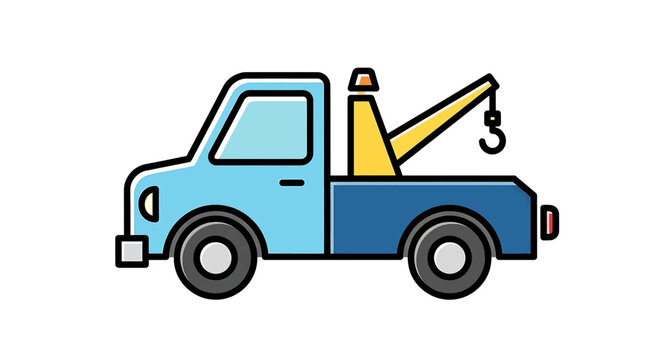 tow truck with crane lifting hook flat design vector illustration