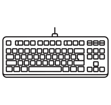 Keyboard computer input device for typing and gaming isolated on white background