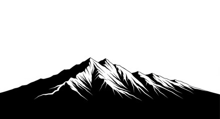 Snowcapped Mountain Peak Silhouette with Rugged Ridge. © Kirun