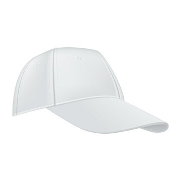 White baseball cap template design suitable for sports or casual wear in vector format for easy customization and use in digital projects
