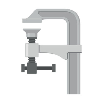 Screw clamp on a plain white background for mechanical and workshop use with clear details for design and illustration