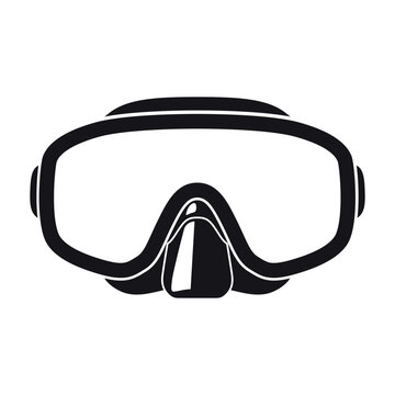 Underwater diving mask icon showing simple design for diving and snorkeling in water.