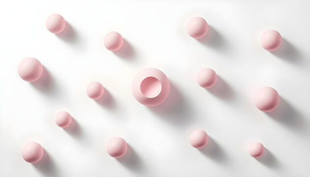 A collection of pink earplugs arranged on a white surface with one standing out