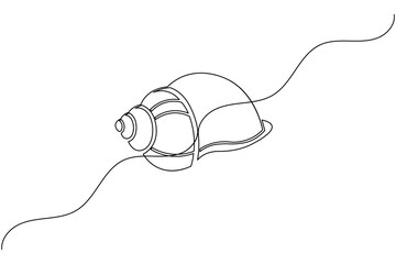 Obraz premium Simple Seashell One Line Drawing Minimal Abstract Shell Outline Ocean Vector Design