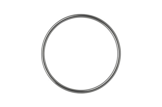 Silver metallic circle ring frame on transparent background