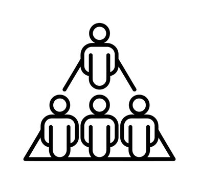 Vector graphic illustrating a hierarchical organizational structure with a leader and team members