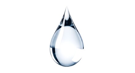 Fototapeta premium A single clear water drop with a shiny surface on transparent background