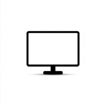 Minimalist blank monitor screen on stand isolated on white background