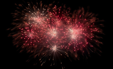 Obraz premium Fireworks in the night: A vivid display of vibrant fireworks light up the night sky, their bursts of color illuminating the darkness. A perfect image for celebration or commemoration. 
