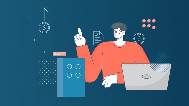 Investment Planning Strategy - Financial Advisor - Animated Illustration as MP4 File