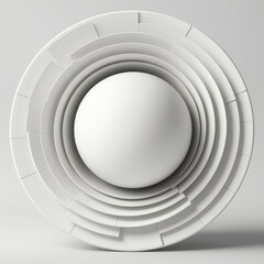 Fototapeta premium White Concentric Geometric Sculpture with Central Sphere