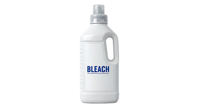 White plastic bleach chemical bottle jug on transparent background