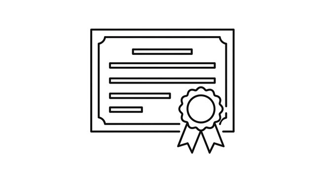 Certificate or diploma line icon isolated on white background. vector illustration of achievement award and qualification document concept. 🎓📜