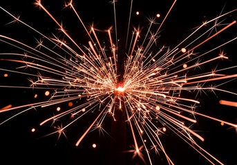 Obraz premium Vibrant spiky burst of orange and yellow energy against black background, abstract background