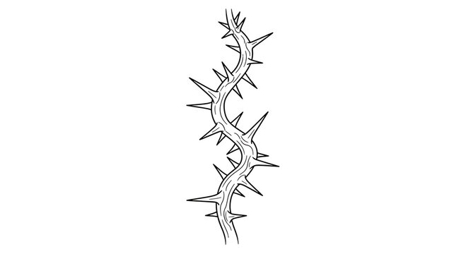 Thorny branch line icon isolated on white background. vector illustration of a sharp thorn stem and nature element.