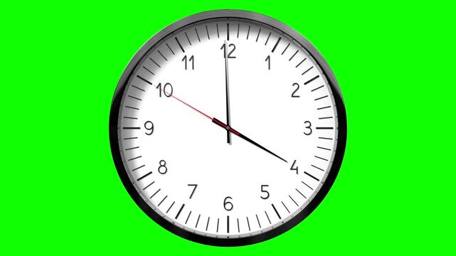 Classic wall clock on green background - 4 o clock.