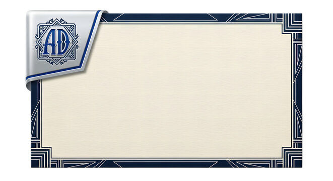 Elegant monogram AD logo emblem in blue and cream isolated on transparent background