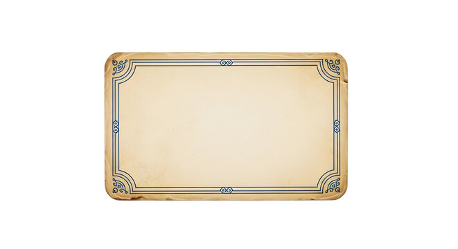Vintage library catalog card with ornate border isolated on transparent background