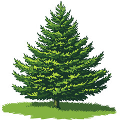 Fototapeta premium Vector pine tree isolated white background 