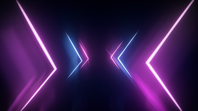 Immersive scene featuring dynamic chevron lighting and glowing reflections