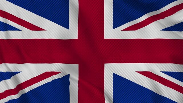 A realistic flag of the United Kingdom with a fabric texture and a wavy effect&mdash;the perfect background for design, branding, and patriotic or political projects.