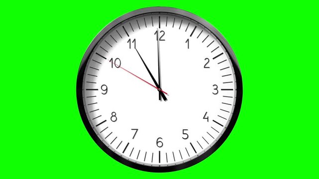 Classic wall clock on green background - 11 o clock.