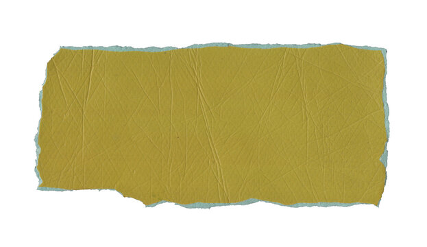 Torn Yellow Foam Sheet Piece with Wavy Edges and Wrinkled Texture Isolated