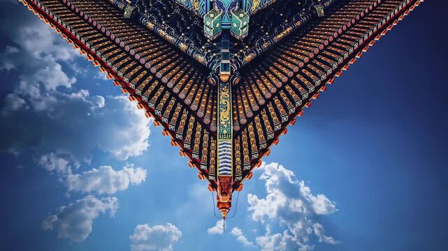 Timelapse of the Forbidden City's intricate roof details, capturing the stunning traditional Chinese architecture against the changing sky.