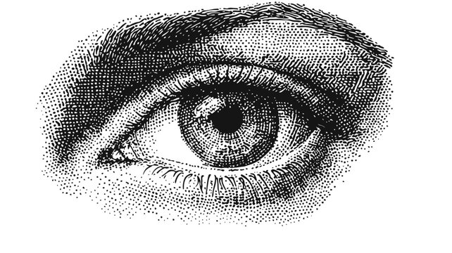 Detailed vector illustration of a human eye with realistic shading and texture