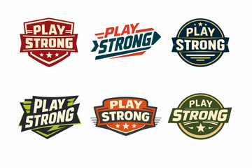 Fototapeta premium Six vector-based play strong athletic emblems offering diverse designs for sports brands, team logos, and competitive events