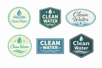 Obraz premium Clean water labels and badges collection promoting pure, natural, and sustainable water consumption
