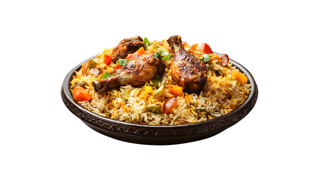 Hearty chicken biryani with drumsticks