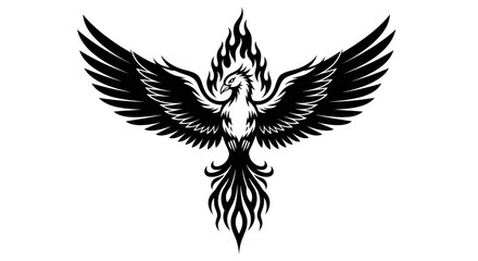 Fototapeta premium Black and White Phoenix Rising from Flames.